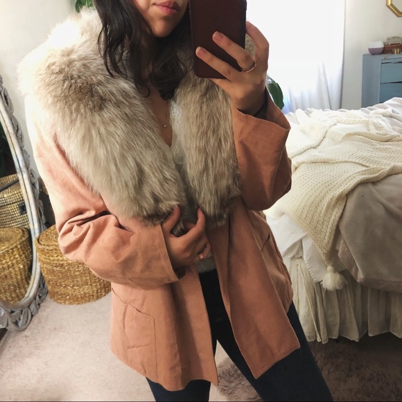 Vintage Jackets & Blazers - VINTAGE/ blush faux leather jacket